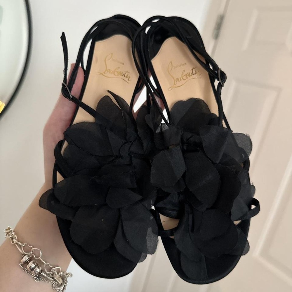 Christian Louboutin sandals petal crepe satin black